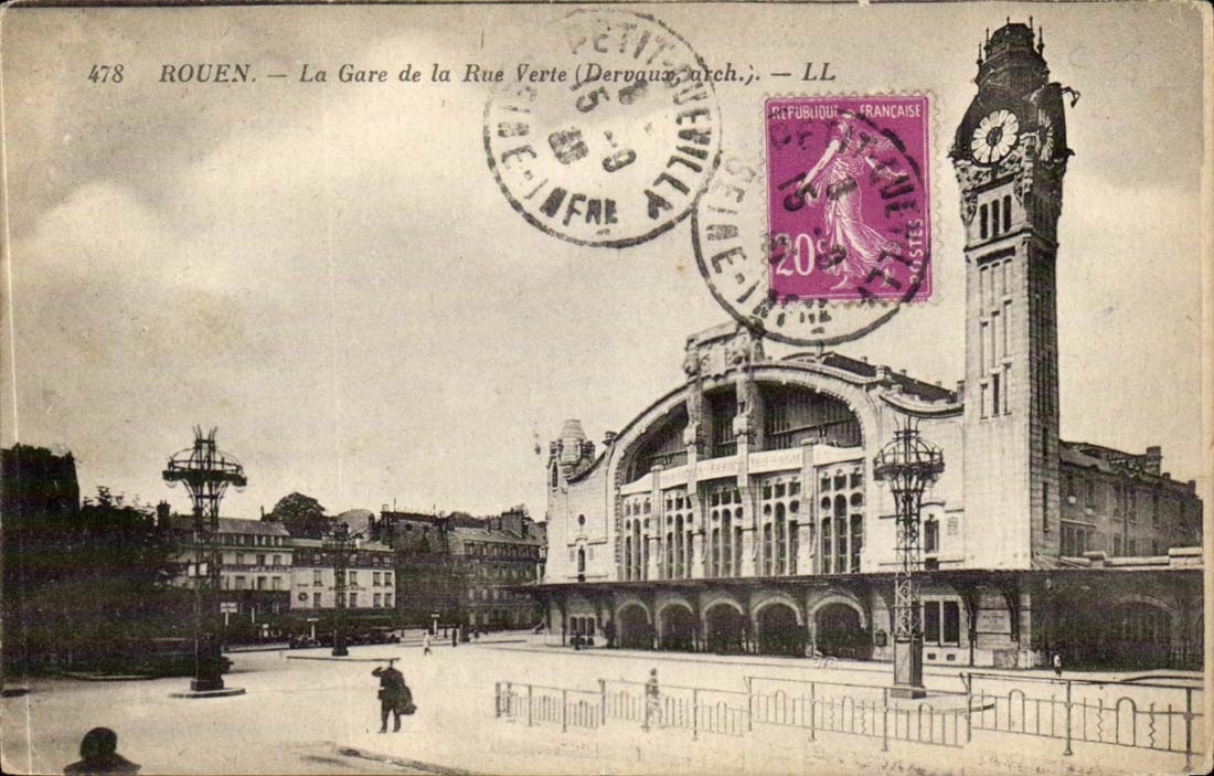 Rouen CPA La gare de la rue Verte (Dervaux)