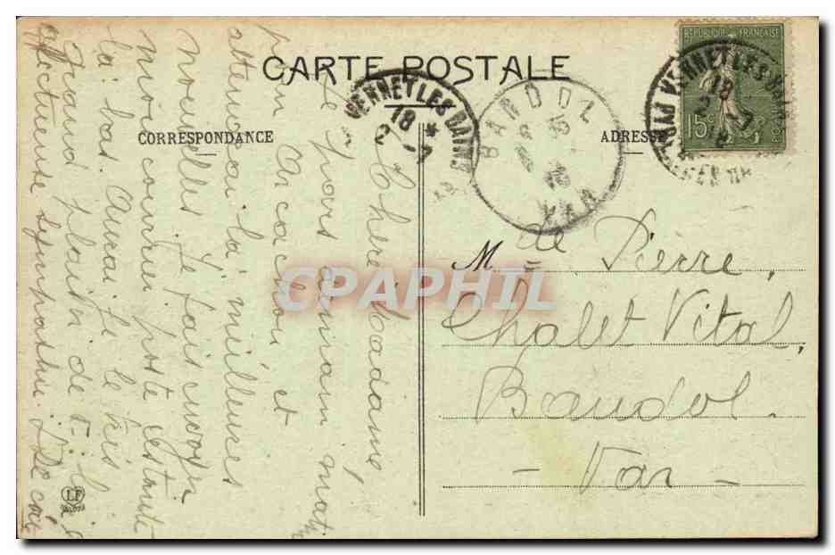VErnet les Bains CPA L'hotel du Portugal — Rückseite