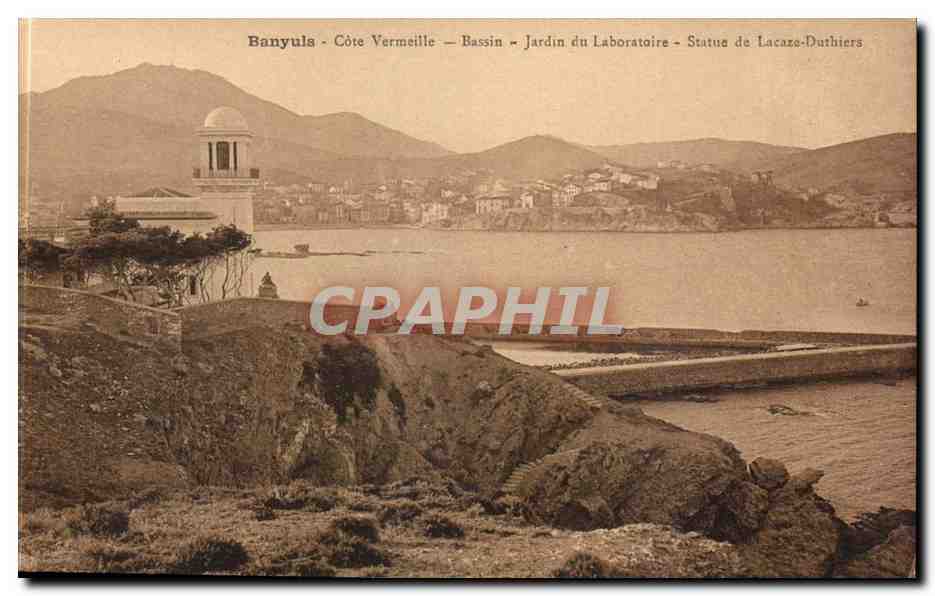 Banyuls CPA Bassin Jardin du laboratoire Statue de Lazare Duthiers