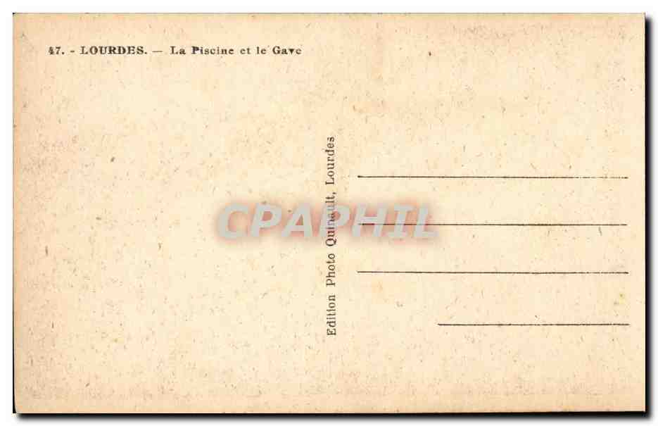 Lourdes CPA La piscine et le Gave — Verso