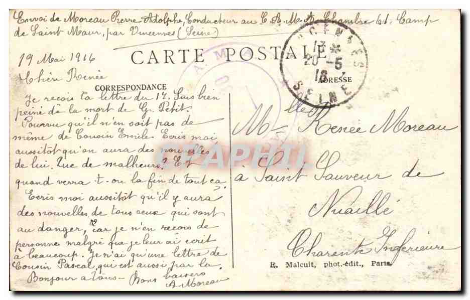 CPA Aeroplan evoluatn au dessu du vieux fort a Vincennes — Rückseite