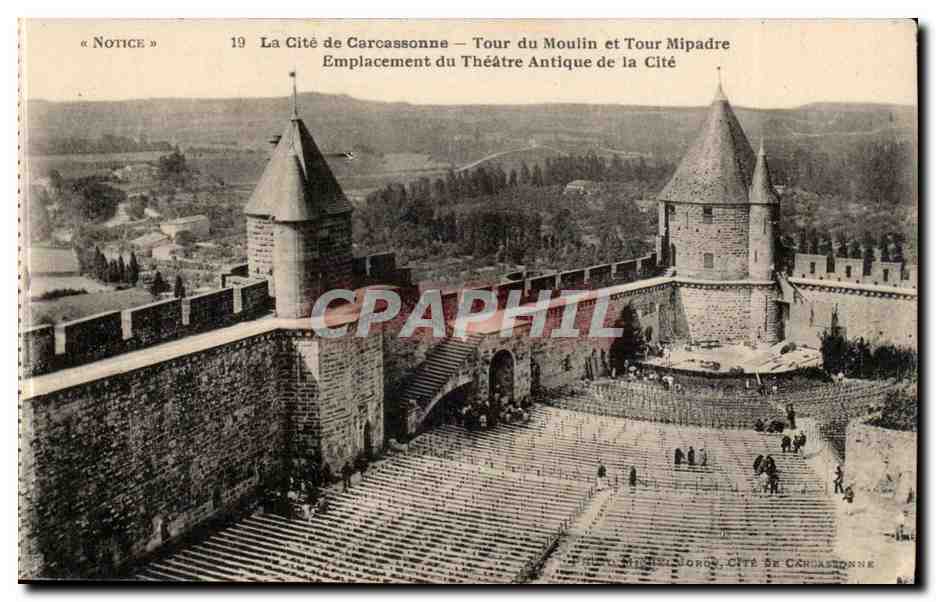 Carcassonne — Tour du Moulin et Tour Mipadre, Emplacement du Théâtre Antique — Série « Notice » n°19, éditée par Michel Jordy
