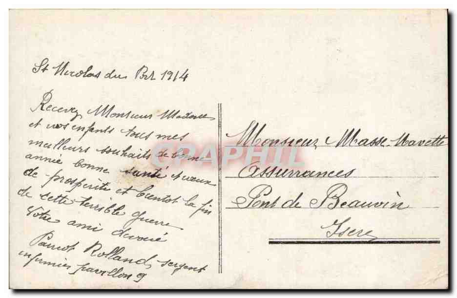 Statue de la Gloire et de la Patrie — Bonne Année — J.M.T. 101 — Verso