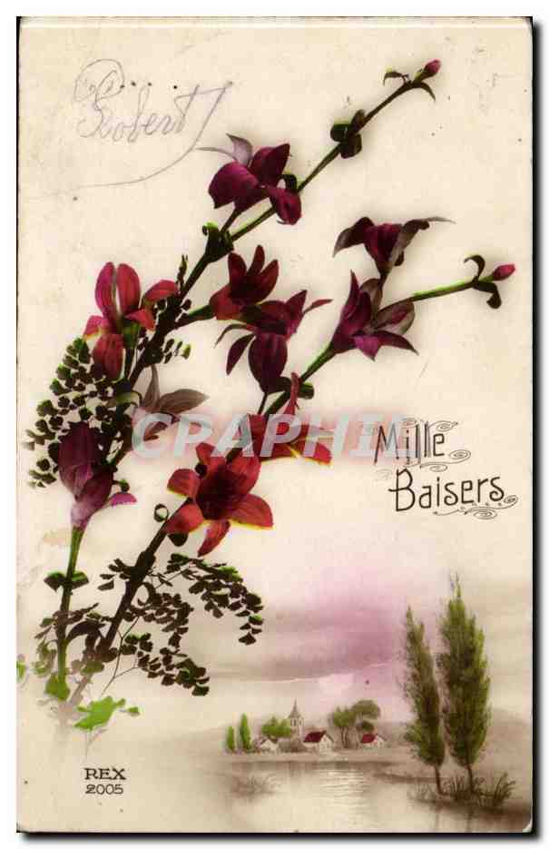 CPA FAntaisie Mille baisers Fleurs