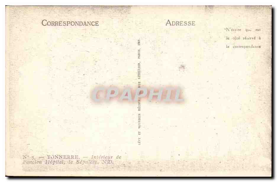 Intérieur de l'ancien hôpital, la sépulture — TONNERRE — N°5 — Back
