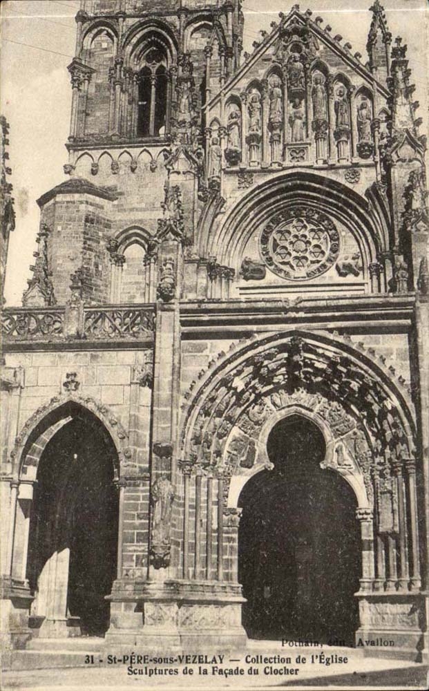Saint Pere sous Vezelay CPA Collection de l'eglise Sculptures de la facade du clocher
