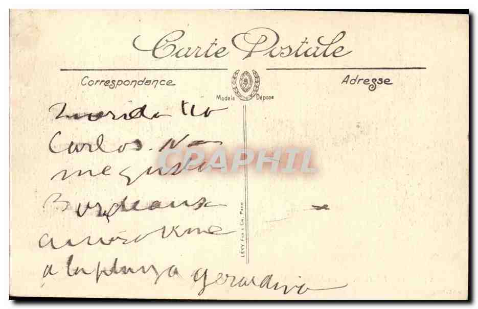 Bordeaux CPA la statue de Montaigne et les allees d'orleans — Verso