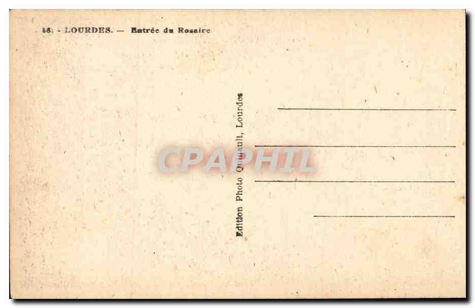 lourdes CPA Entree du rosaire — Verso