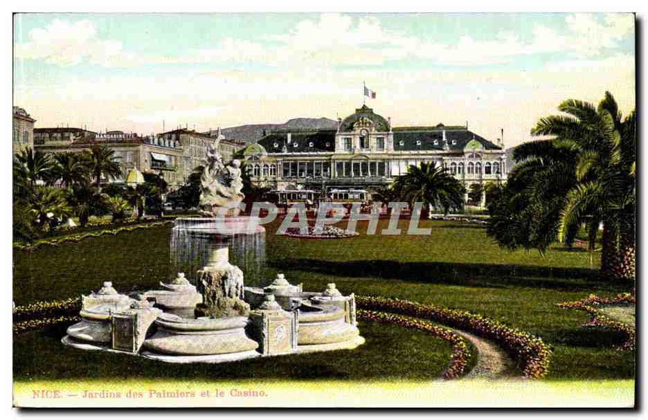Nice CPA Jardins des palmiers et le casino