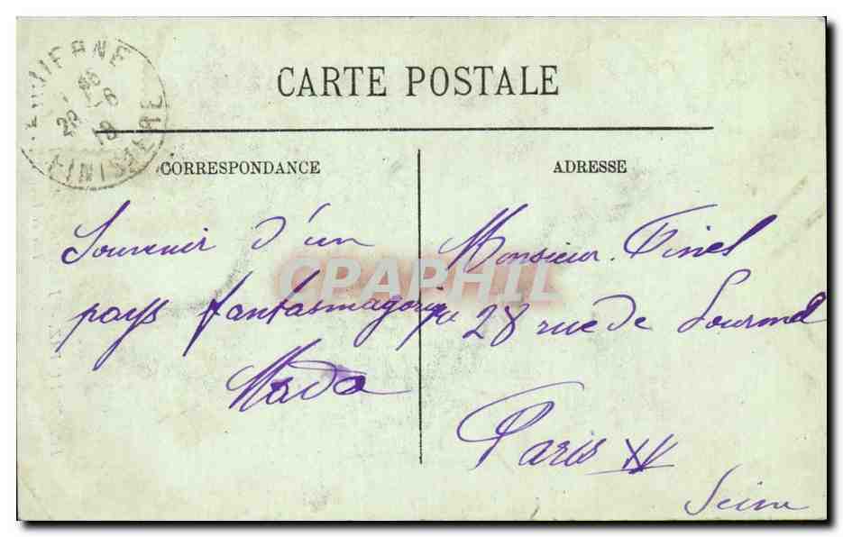 Pointe du Raz — Le Menhir appelé aussi Tête de Louis XVI — LL. n°28 — Verso