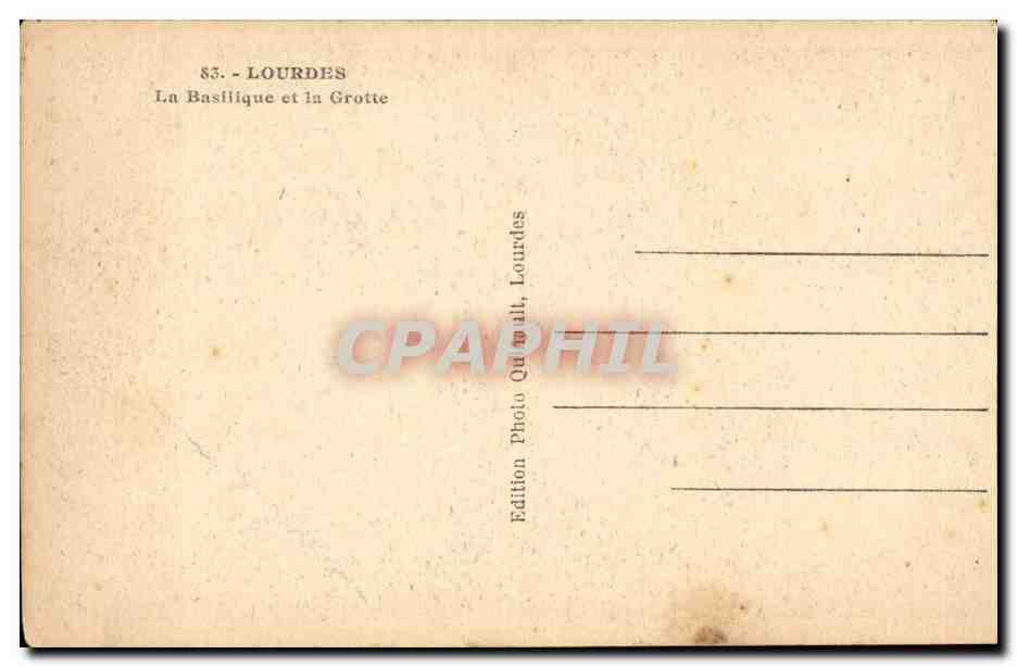 Lourdes CPA la basilique et la grotte — Verso
