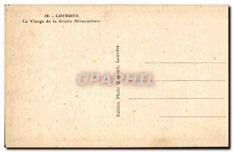 Lourdes CPA la vierge et la grotte miraculeuse — Verso