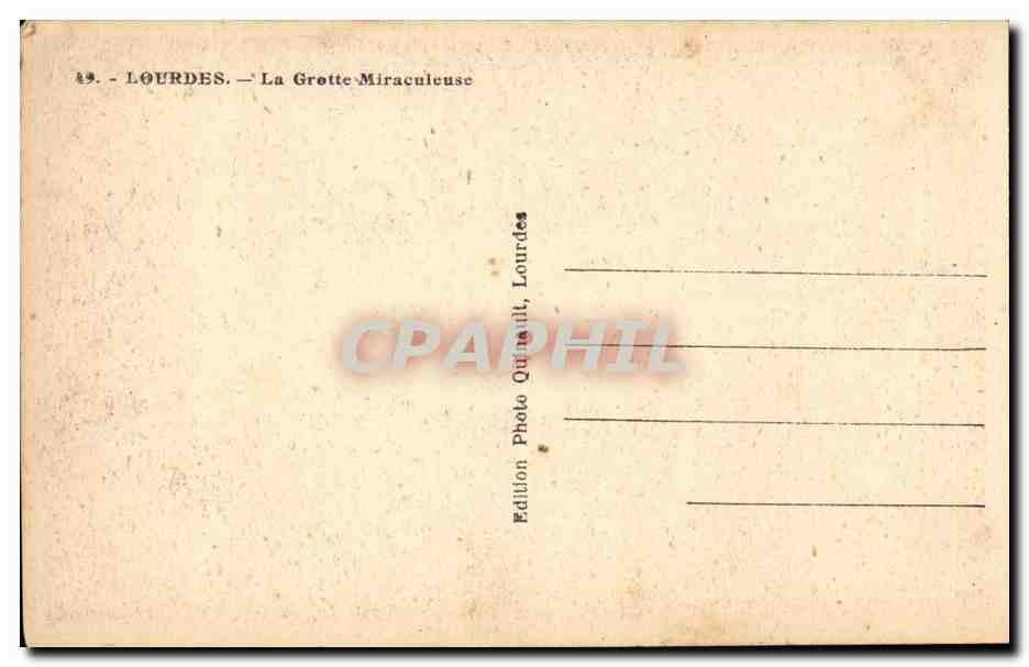 Lourdes CPA la grotte miraculeuse — Verso