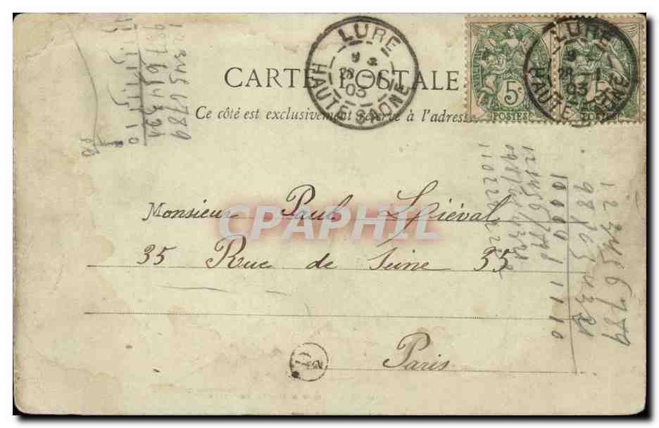 Lure CPA Rue de la font et hotel de ville — Rückseite
