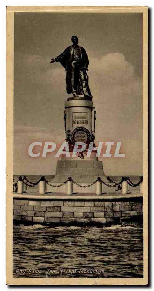 Egypt Egypte Port Said CPA The Lesseps monument 