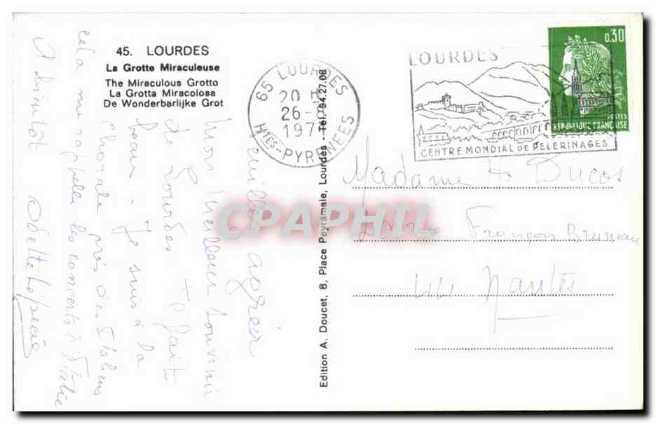 Lourdes CPM La grotte miraculeuse — Verso