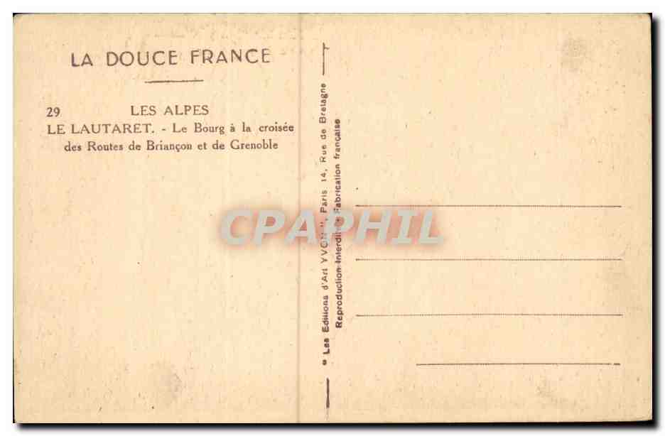 Le Lautaret — Le Bourg à la croisée des Routes de Briançon et de Grenoble — Les Éditions d'Art YVC, Paris — Rückseite