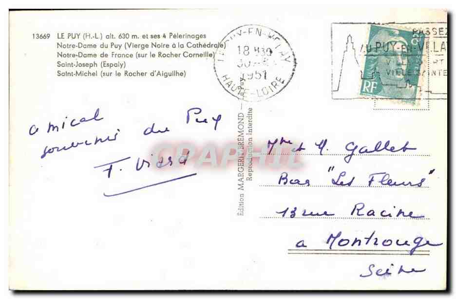 Le Puy-en-Velay — ses 4 pèlerinages — Édition Margeremond n°13669 — Rückseite