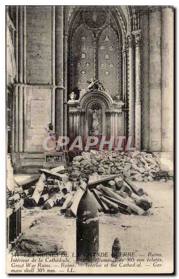 Reims - Interieur de la Cathedrale de 305 non eclates - CPA 