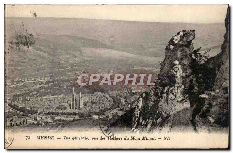 Mende - Vue Generale - Vue des Rochers du Mont Mimat - CPA 