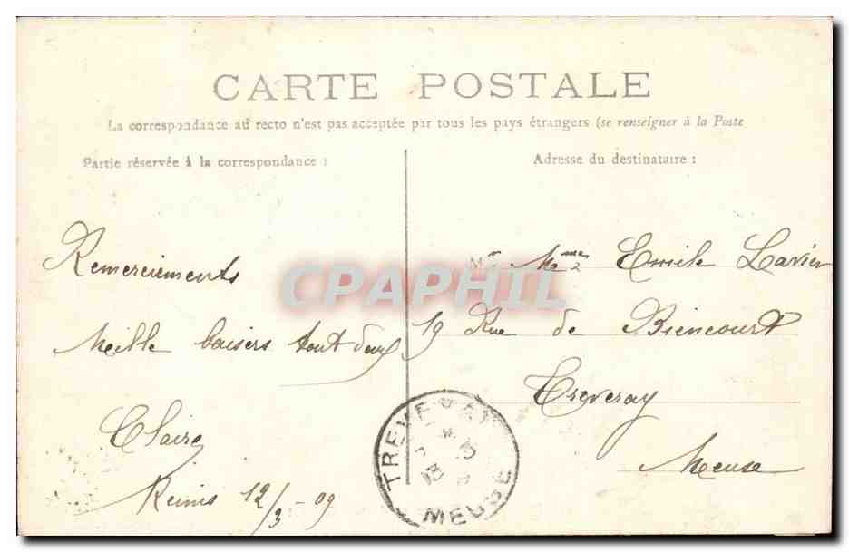 Reims - Square et Statue Colbert - CPA  — Verso