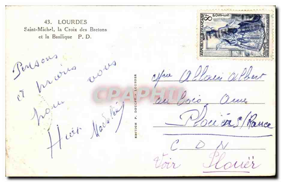 Lourdes - Saint Michel la croix des Bretons - CPA  — Verso