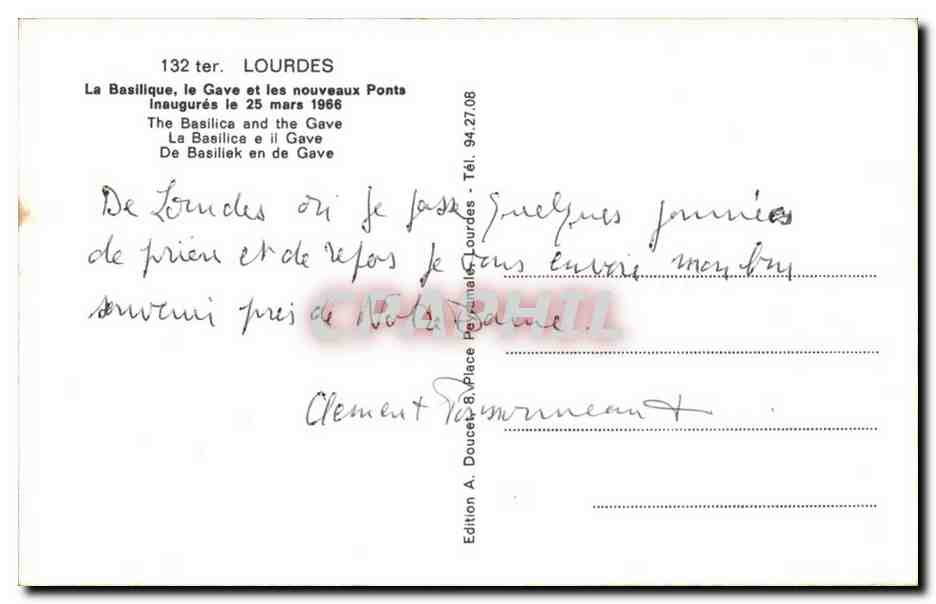 Lourdes CPA La basilique le Gave et les nouveaux ponts — Verso