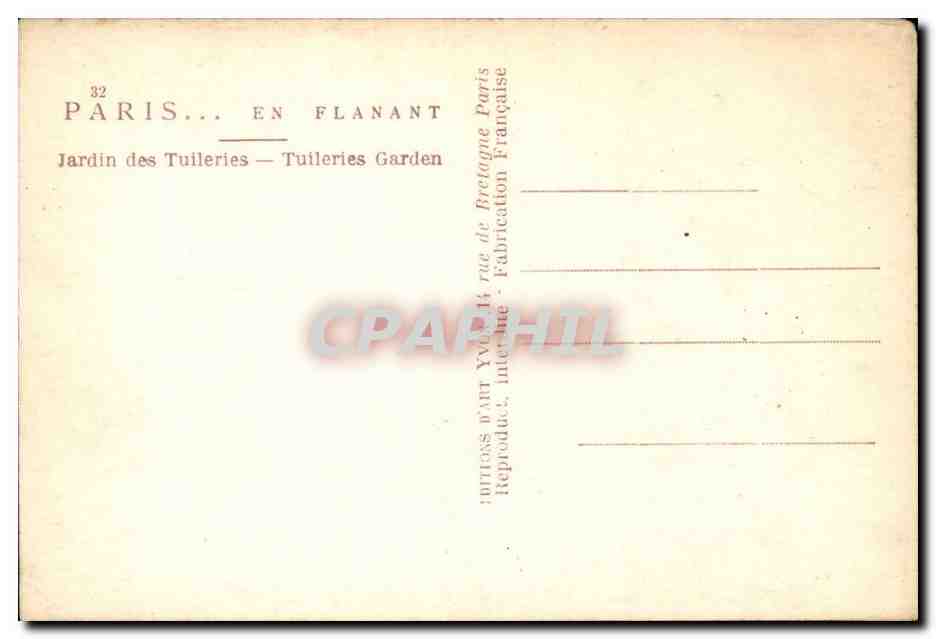 Paris CPA Jardin des Tuileries  — Rückseite