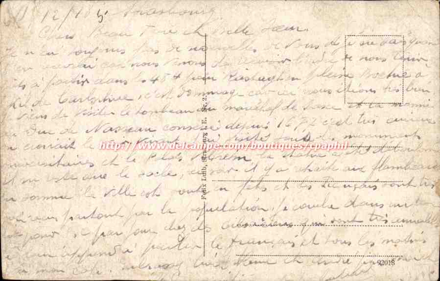 Strasbourg - Strassburg - Gesamtansicht - CPA  — Verso