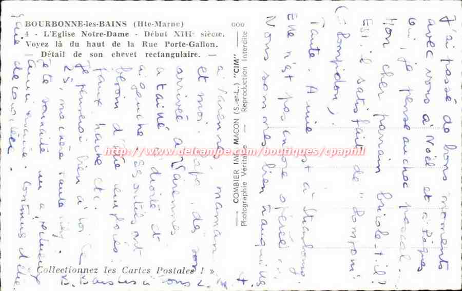 Bourbonnes les Bains - L'Eglise Notre dame - Debut XIII siecle - CPA  — Rückseite