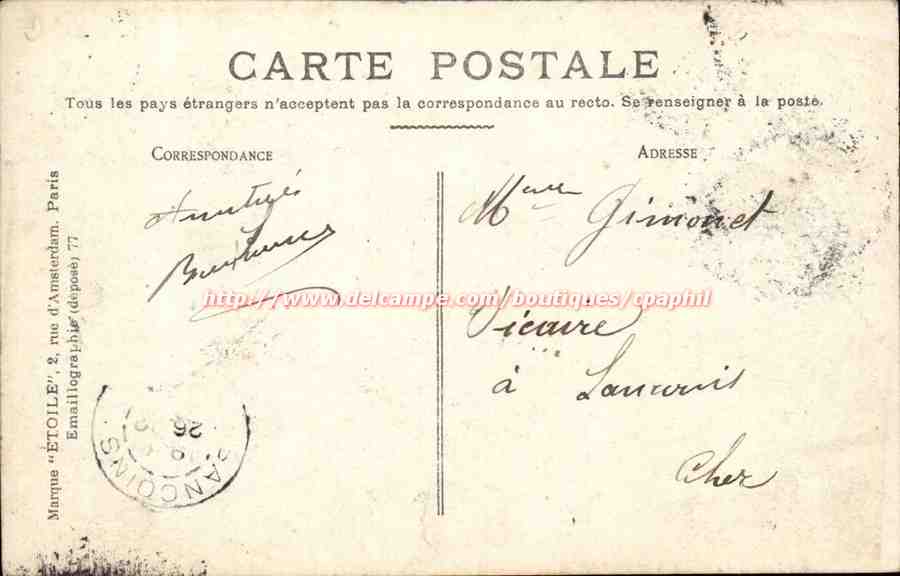 Nevers CPA Sommet de la tour de la cathedrale — Rückseite
