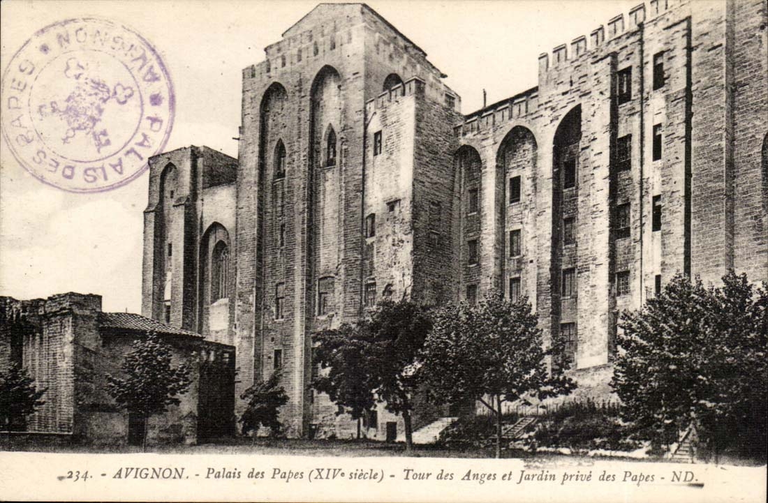 Avignon CPA palais des papes Tour des anges et jadin price des papes