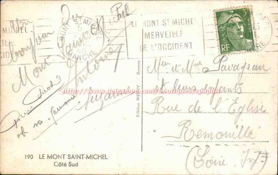 Mont Saint Michel CPA Cote sud — Verso