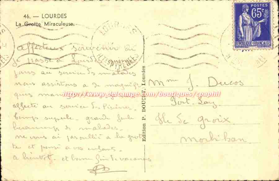 Lourdes CPA La grotte miraculeuse — Verso