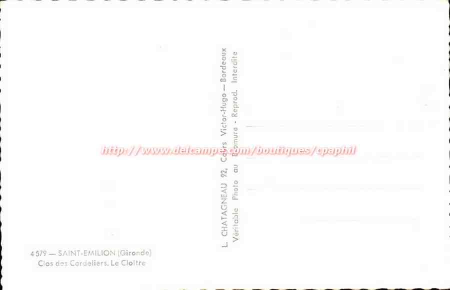 Saint EMilion CPA Clos des Cordeliers Le cloitre — Rückseite
