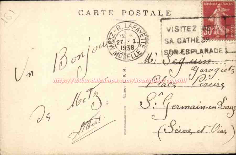 Metz CPA La nouvelle gare — Rückseite