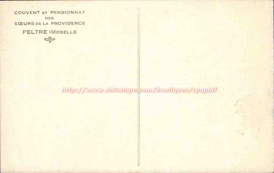 CPA Couvent et pensionnat Soeurs de la Providence Peltre — Back