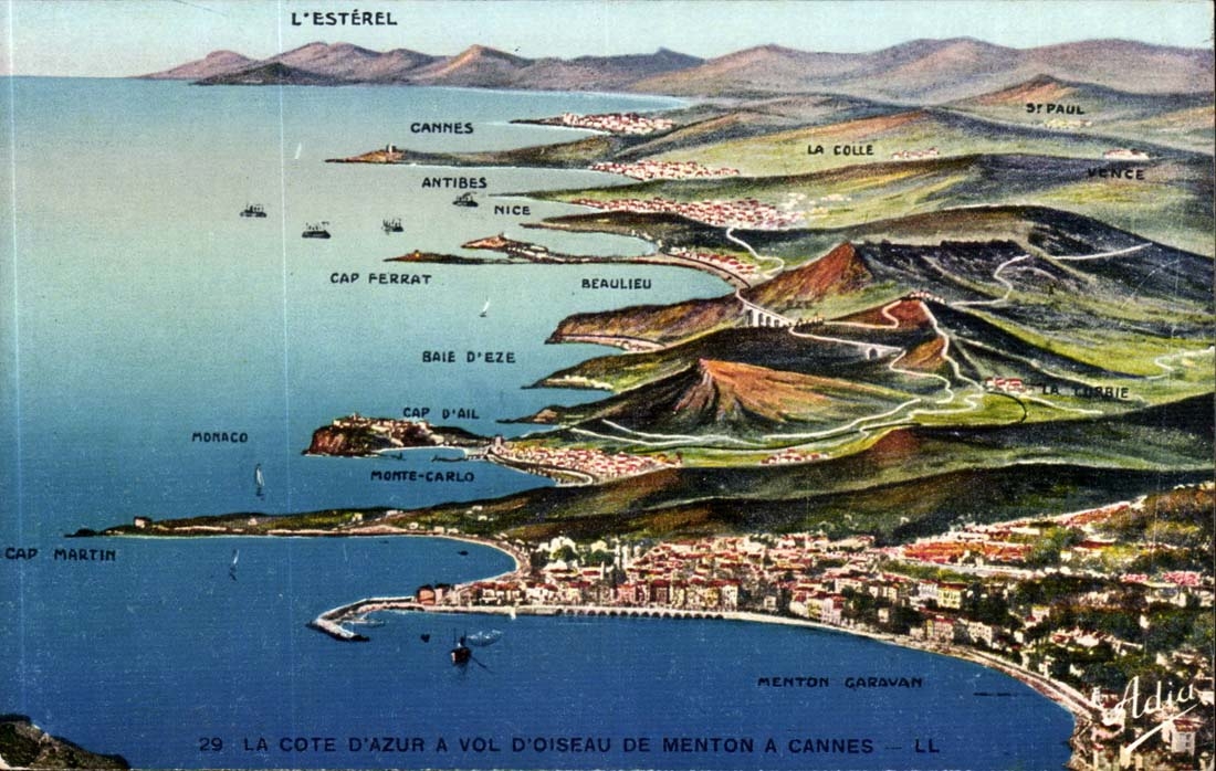 L'Esterel - La Cote d'Azur a Vol D'Oiseau de Menton a Cannes - CPA 