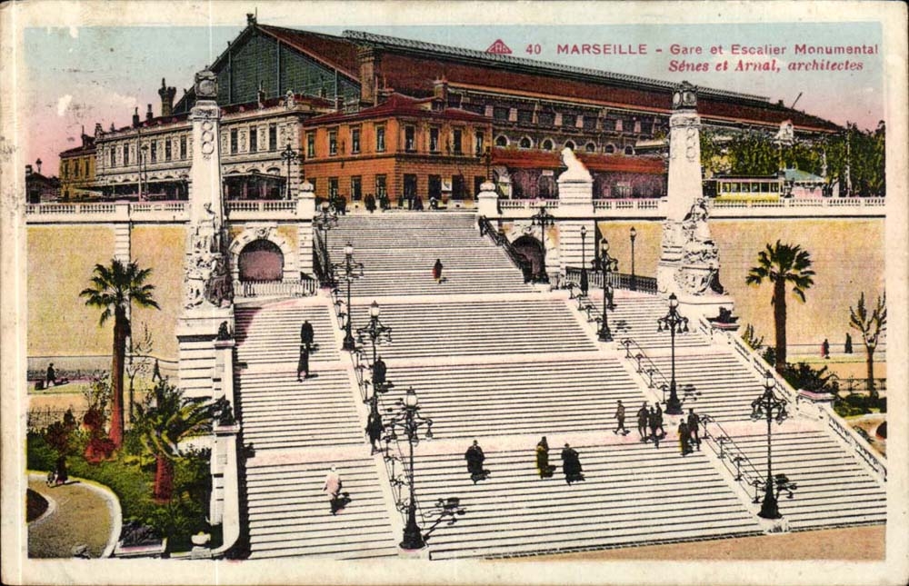Marseille - Gare et Escalier Monumental CPA 