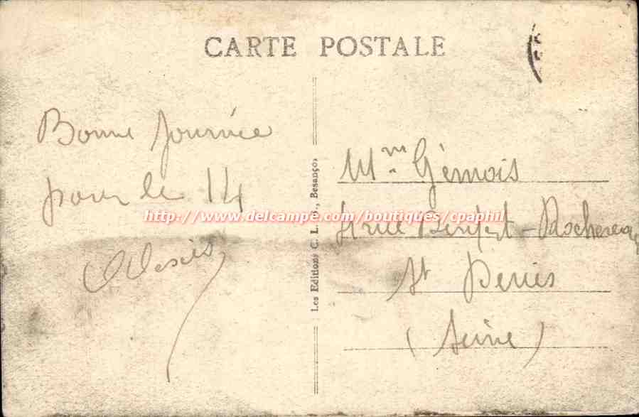Besançon-les-Bains — Vallée du Doubs à Casamène — Éditeur Dachoux — Rückseite