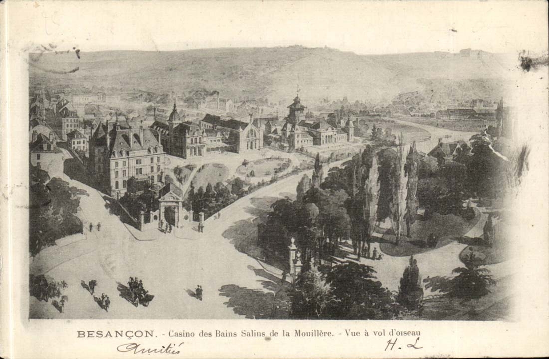 Besançon - Casino des Bains Salins de la Mouillère - Vue à vol d’oiseau - H. L.