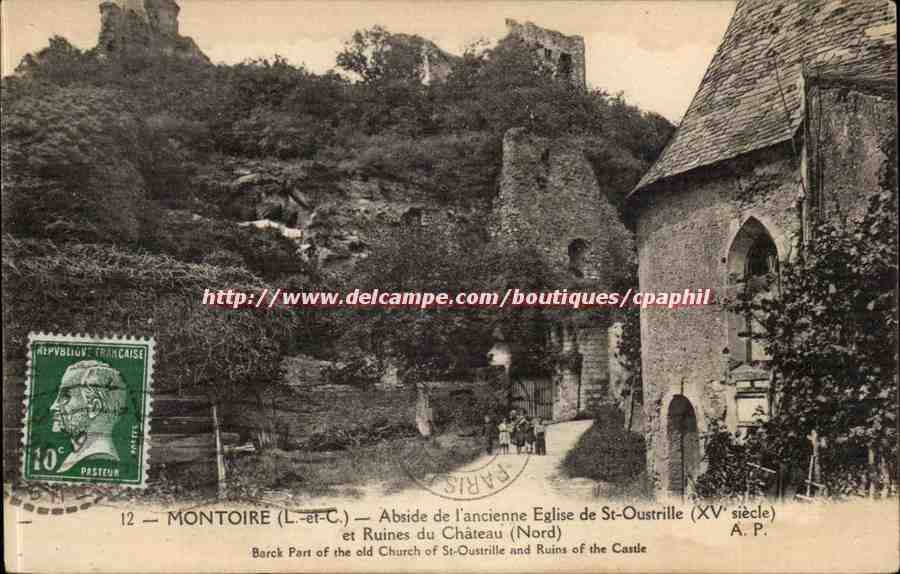 Montoire (L.-et-C.) — Abside de l'ancienne église de St-Oustrille (XVe siècle) et Ruines du Château (Nord) — A.P.