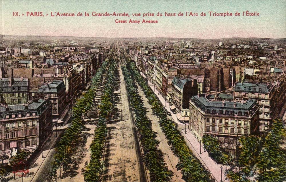 Paris CPA Avenue de la Grande Armee vue prise du haut de l'arc de triomphe de l'etoile