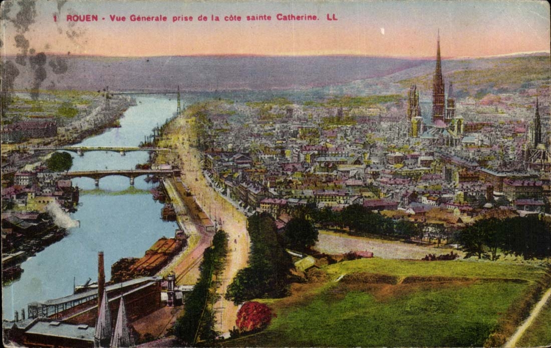 Rouen CPA Vue generale prise de al cote Sainte Catherine
