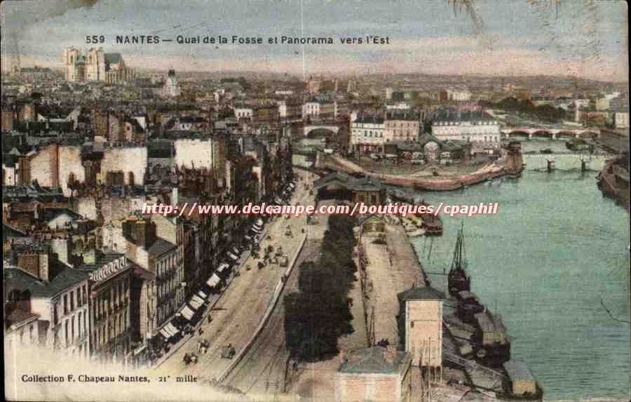 Nantes CPA Quai de la Fosse et panorama vers l'est