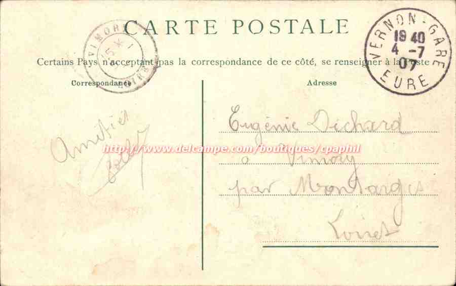 Rouen CPA Pont Boieldieu la Seine et les quais — Verso
