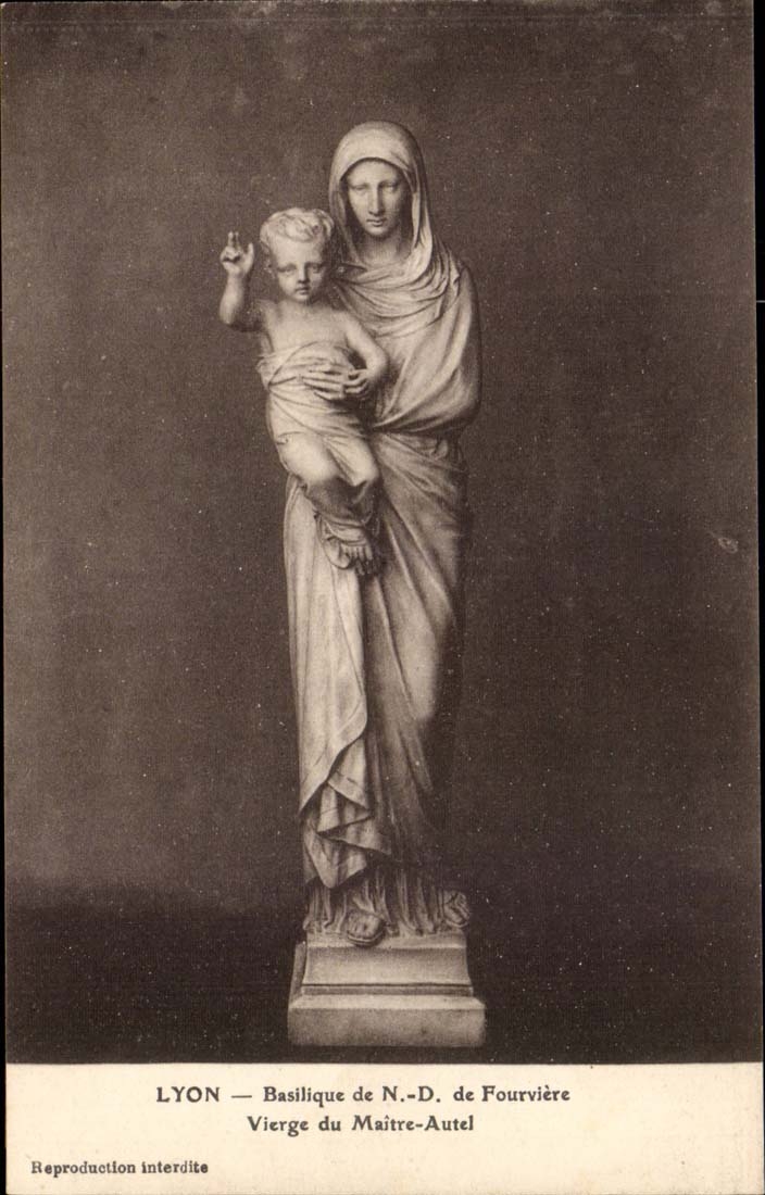 Lyon - Sculpture Basilique de Notre dame de Fourviere - Vierge de Maitre Autel - CPA 