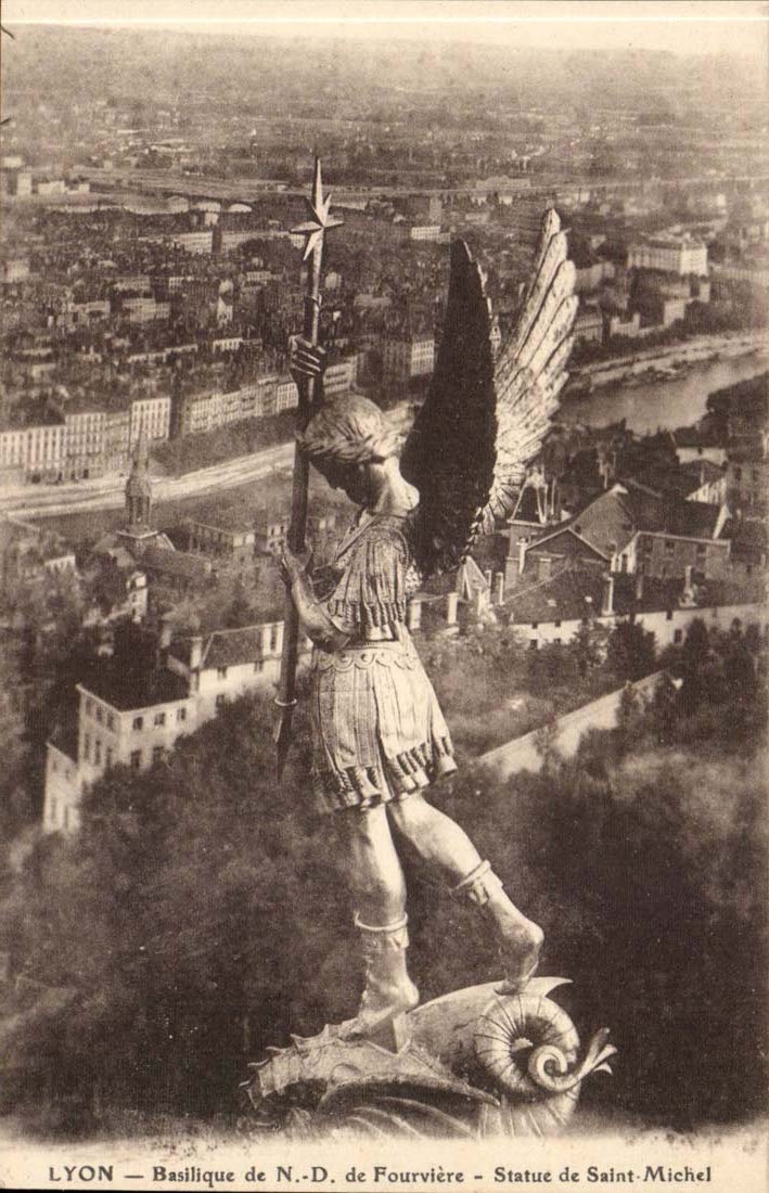 Lyon - Statue de Saint Michel - Basilique de Notre dame de Fourviere - CPA 