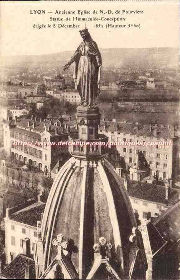 Lyon - Statue de l'Immaculee Conception - Basilique de Notre dame de Fourviere - CPA 