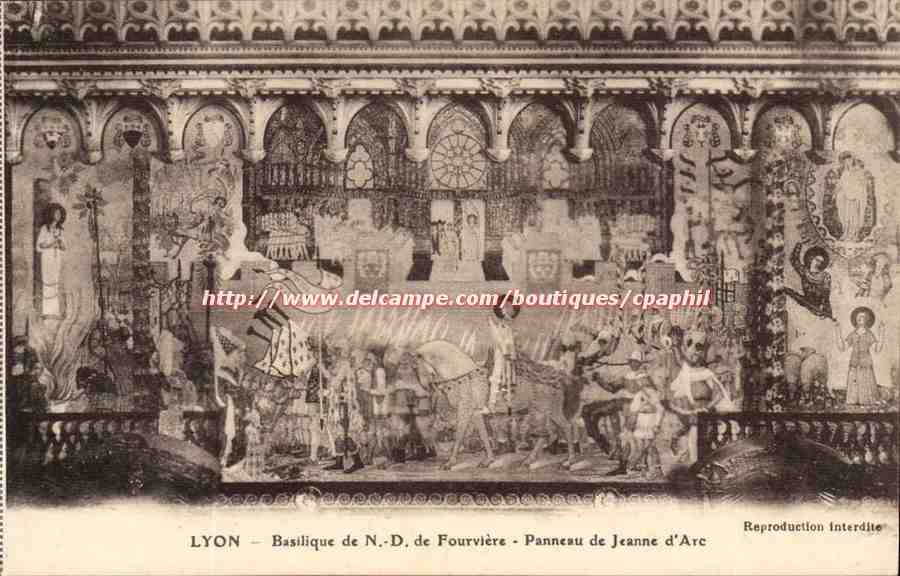 Lyon - Panneau de Jeanne d'Arc - Basilique de Notre Dame de Fourviere - CPA 